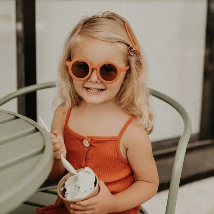 New Children's Sunglasses: Retro Solid Color, Ultraviolet-proof, Round Convenience Glasses