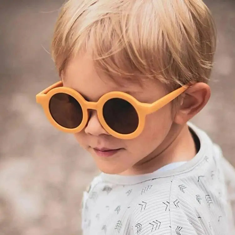 New Children's Sunglasses: Retro Solid Color, Ultraviolet-proof, Round Convenience Glasses