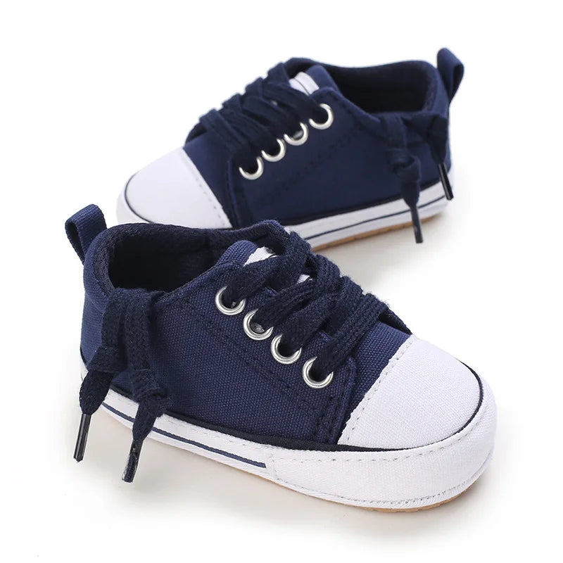 Meckior Baby Sneakers: Non-slip Rubber Sole, Soft Canvas Shoes for Baby Boys and Girls