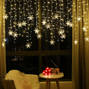 Christmas Snowflakes LED String Lights: Flashing Fairy Curtain Lights