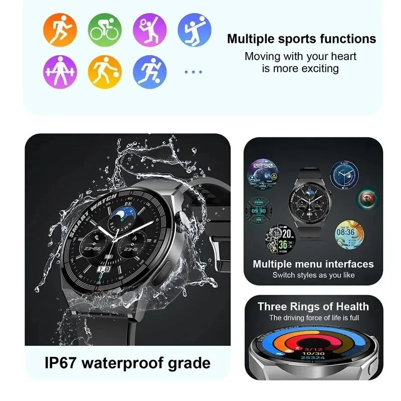 For Watch GT Series Smart Watch: HD Screen, Bluetooth Call, GPS Tracker, Heart Rate Monitor, Waterproof