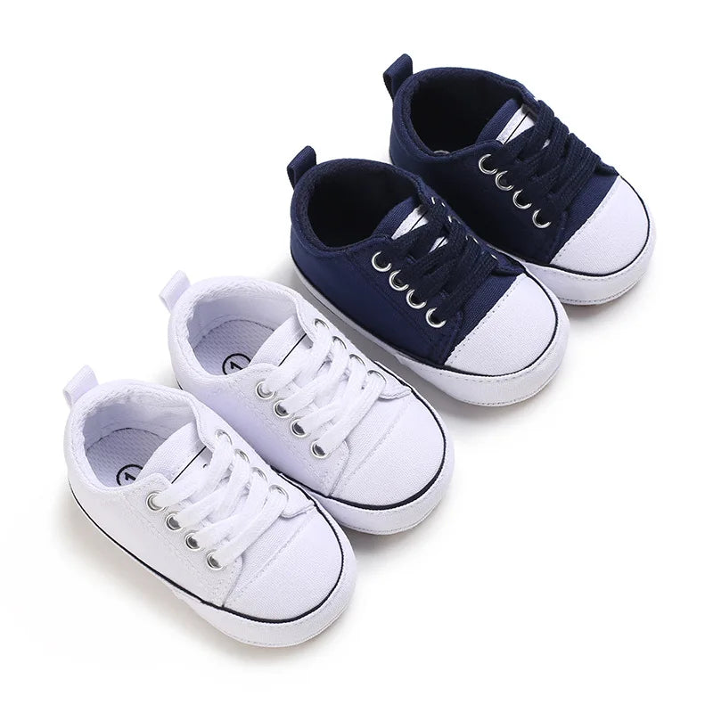 Meckior Baby Sneakers: Non-slip Rubber Sole, Soft Canvas Shoes for Baby Boys and Girls