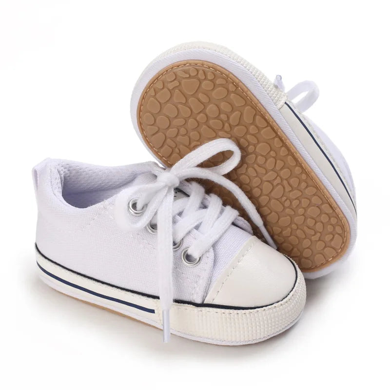 Meckior Baby Sneakers: Non-slip Rubber Sole, Soft Canvas Shoes for Baby Boys and Girls