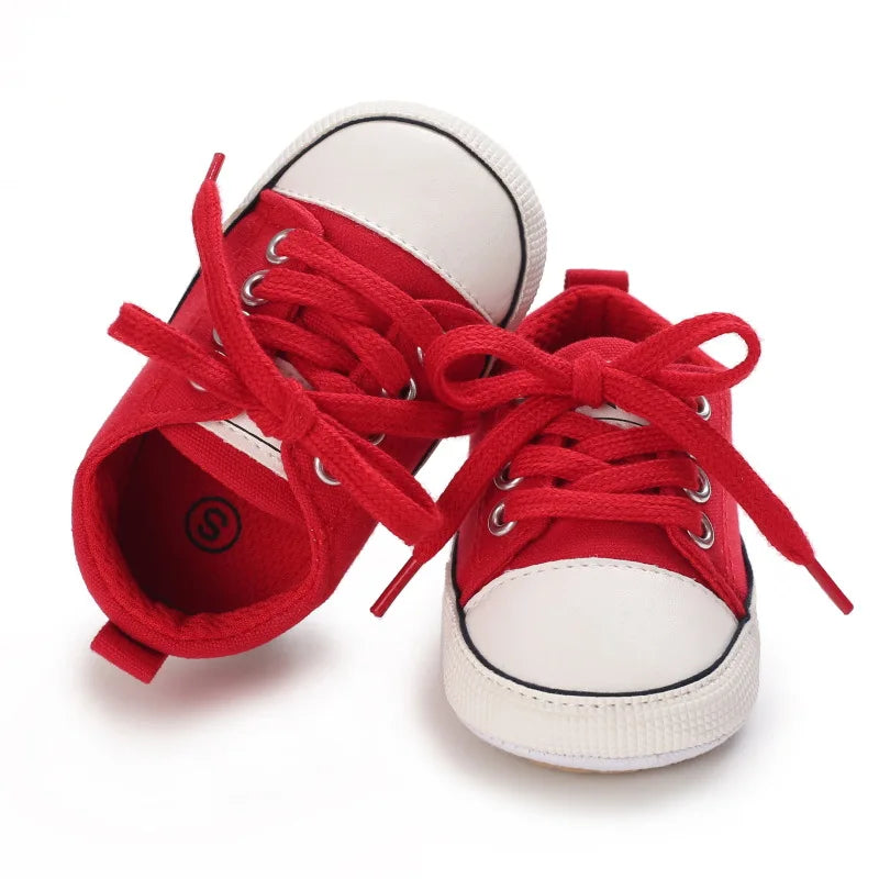 Meckior Baby Sneakers: Non-slip Rubber Sole, Soft Canvas Shoes for Baby Boys and Girls