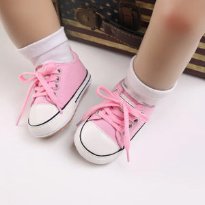 Meckior Baby Sneakers: Non-slip Rubber Sole, Soft Canvas Shoes for Baby Boys and Girls